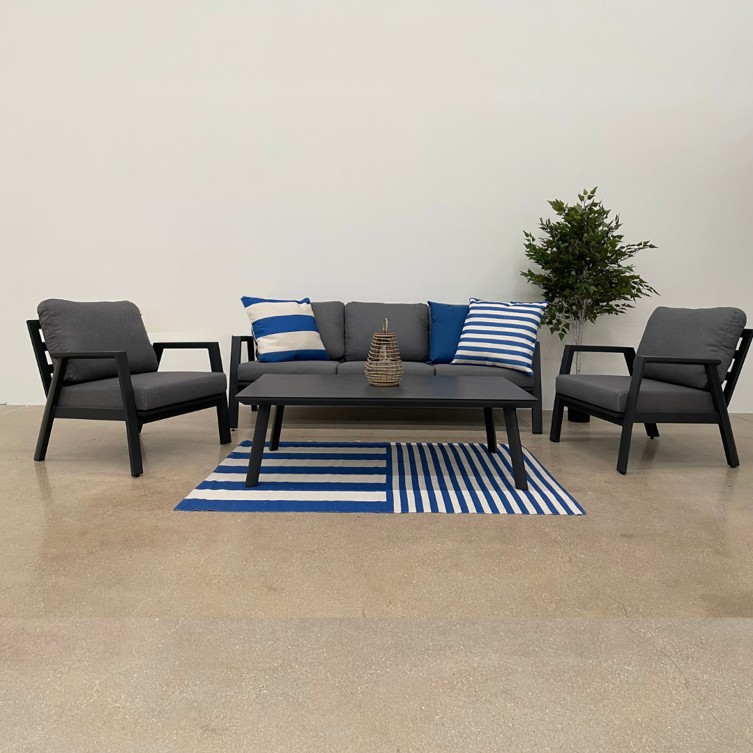 Nova - Phoenix 3 Seater Sofa Lounging Set with Rectangular Coffee Table, Grey