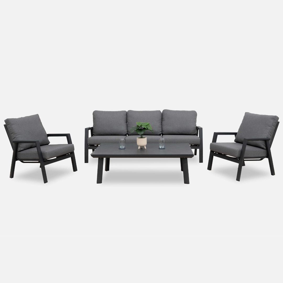 Nova - Zara 3 Seater Sofa Lounging Set with Rectangular Coffee Table, Grey