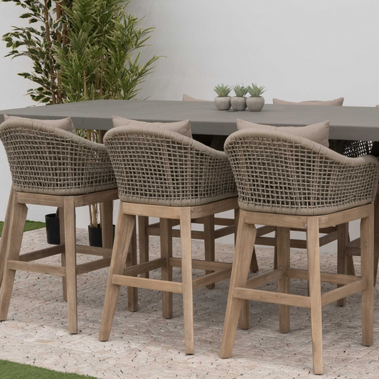 Nova - Summer 8 Seat High Dining Set, 2.4 x 1m Rectangular Table, Beige