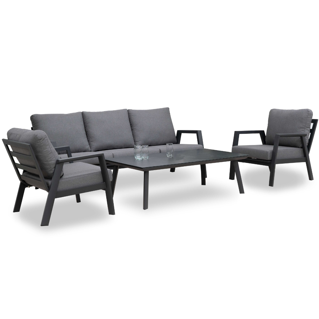Nova - Phoenix 3 Seater Sofa Lounging Set with Rectangular Coffee Table, Grey