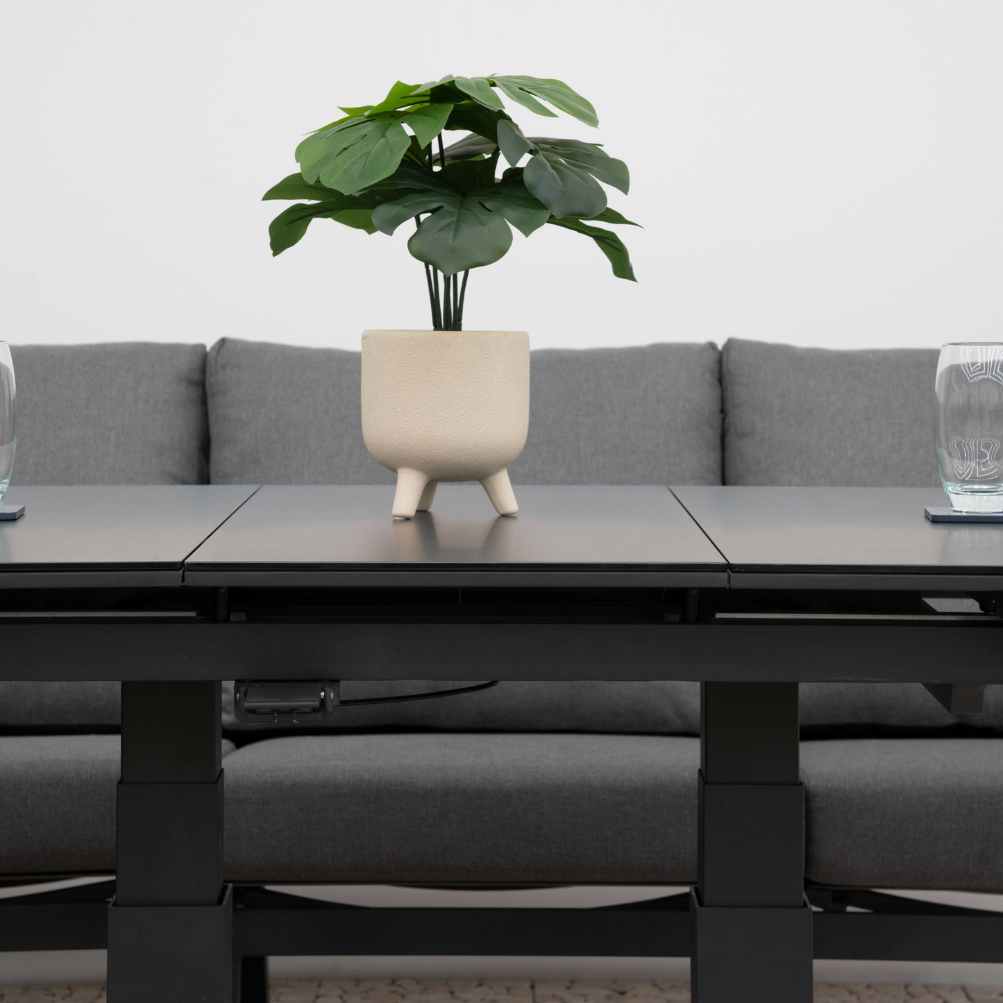 Nova - Zara L-Shaped Corner Sofa Lounge Dining Set with Rectangular Extending Rising Table, Grey