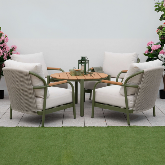 Nova - Ashley 4 Seat Lounge Dining Set 0.9m Round Table, Green