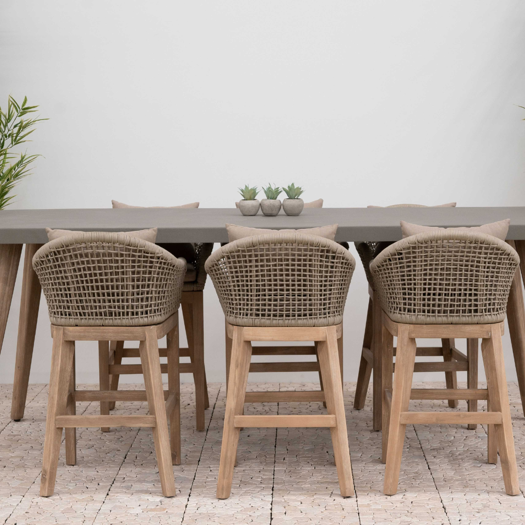 Nova - Summer 8 Seat High Dining Set, 2.4 x 1m Rectangular Table, Beige