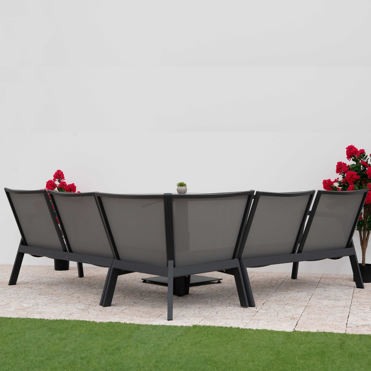 Nova - Zara L-Shaped Corner Sofa Lounge Dining Set with Rectangular Extending Rising Table, Grey