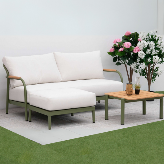 Nova - Ashley 2.5 Seater Chaise Sofa Lounging Set with Square Coffee Table, Green