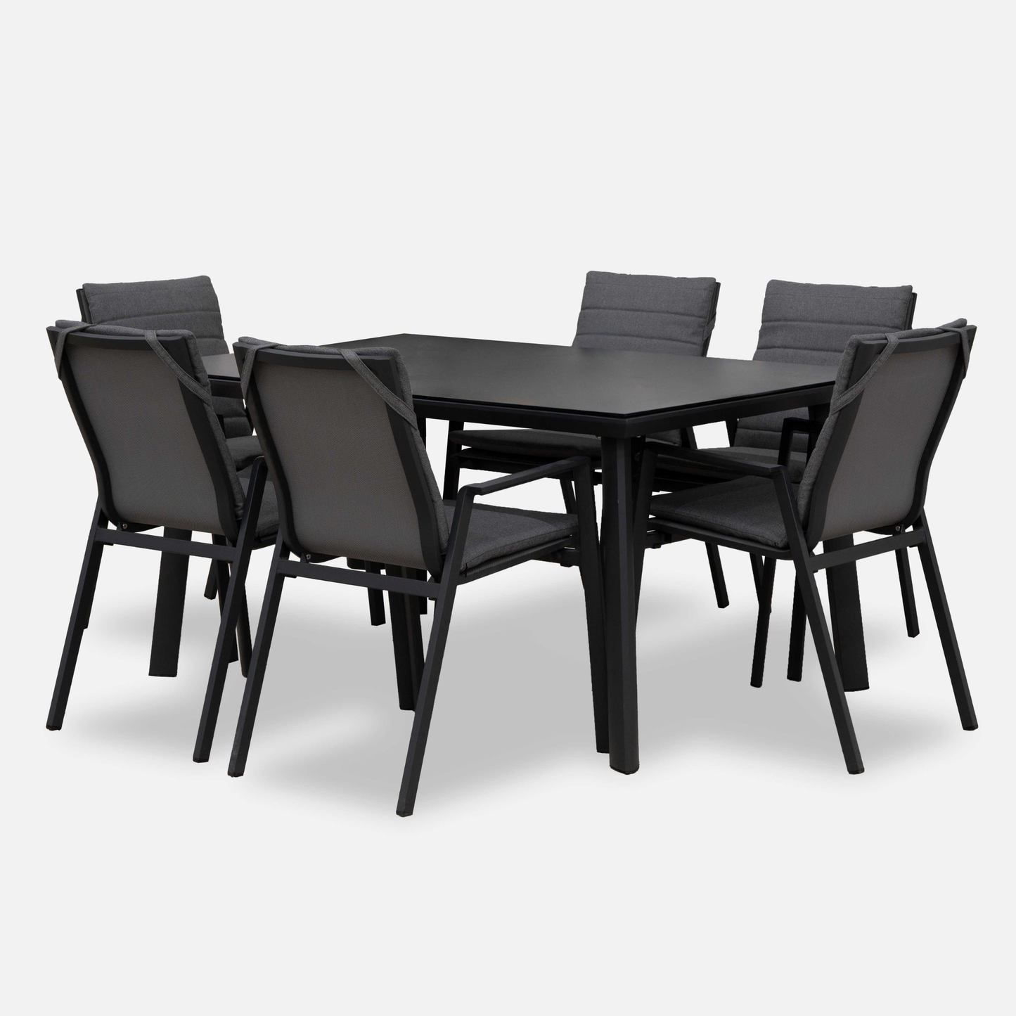Nova - Zara 6 Seat Dining Set, 1.5m x 1 m Rectangular Table, Grey