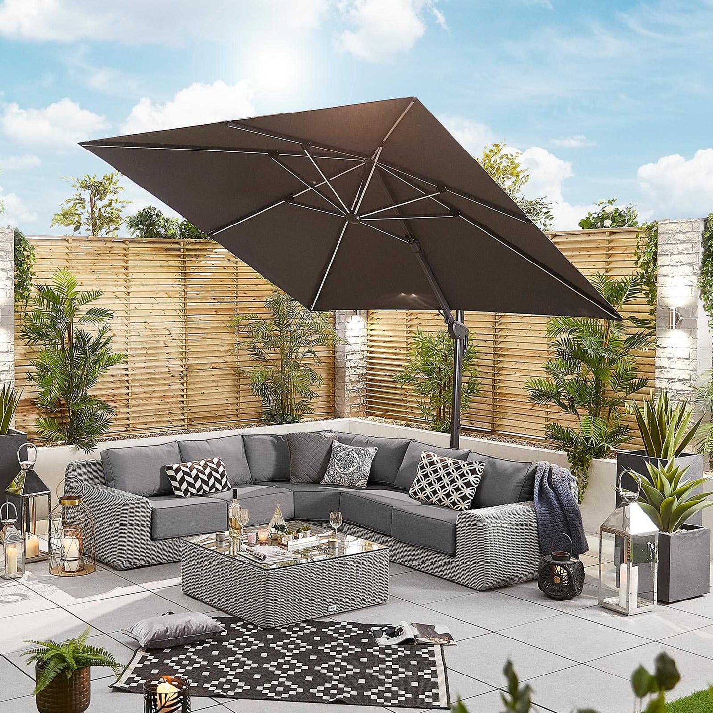 Nova - Galaxy LED Cantilever Parasol, 3m Square, Grey