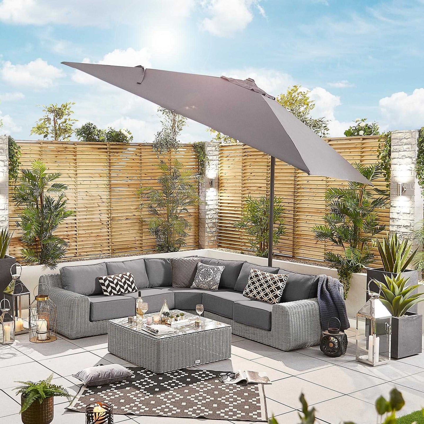 Nova - Galaxy LED Cantilever Parasol, 3m Square, Grey