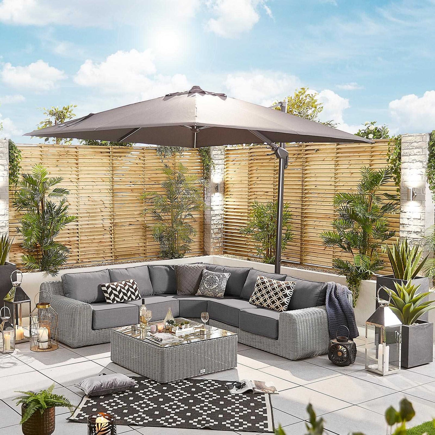 Nova - Galaxy LED Cantilever Parasol, 3m Square, Grey