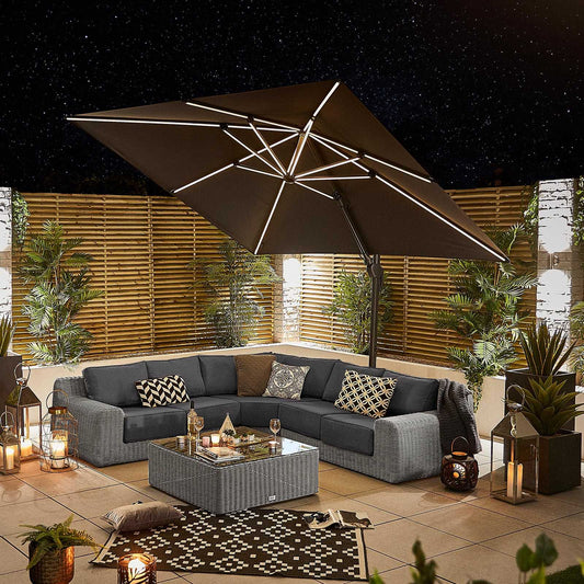 Nova - Galaxy LED Cantilever Parasol, 3m Square, Grey