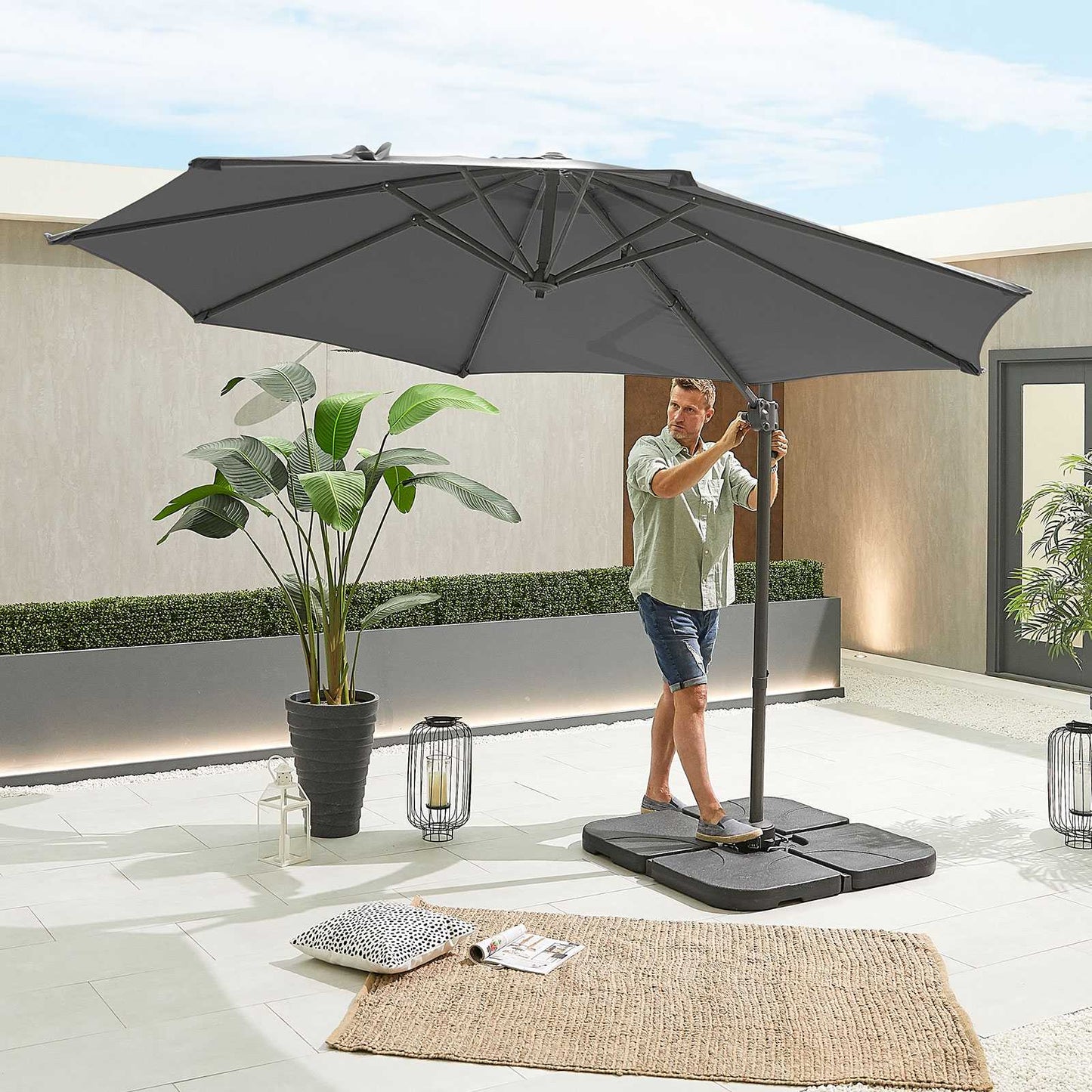 Nova - Apollo Cantilever Parasol, 3m Round, Grey