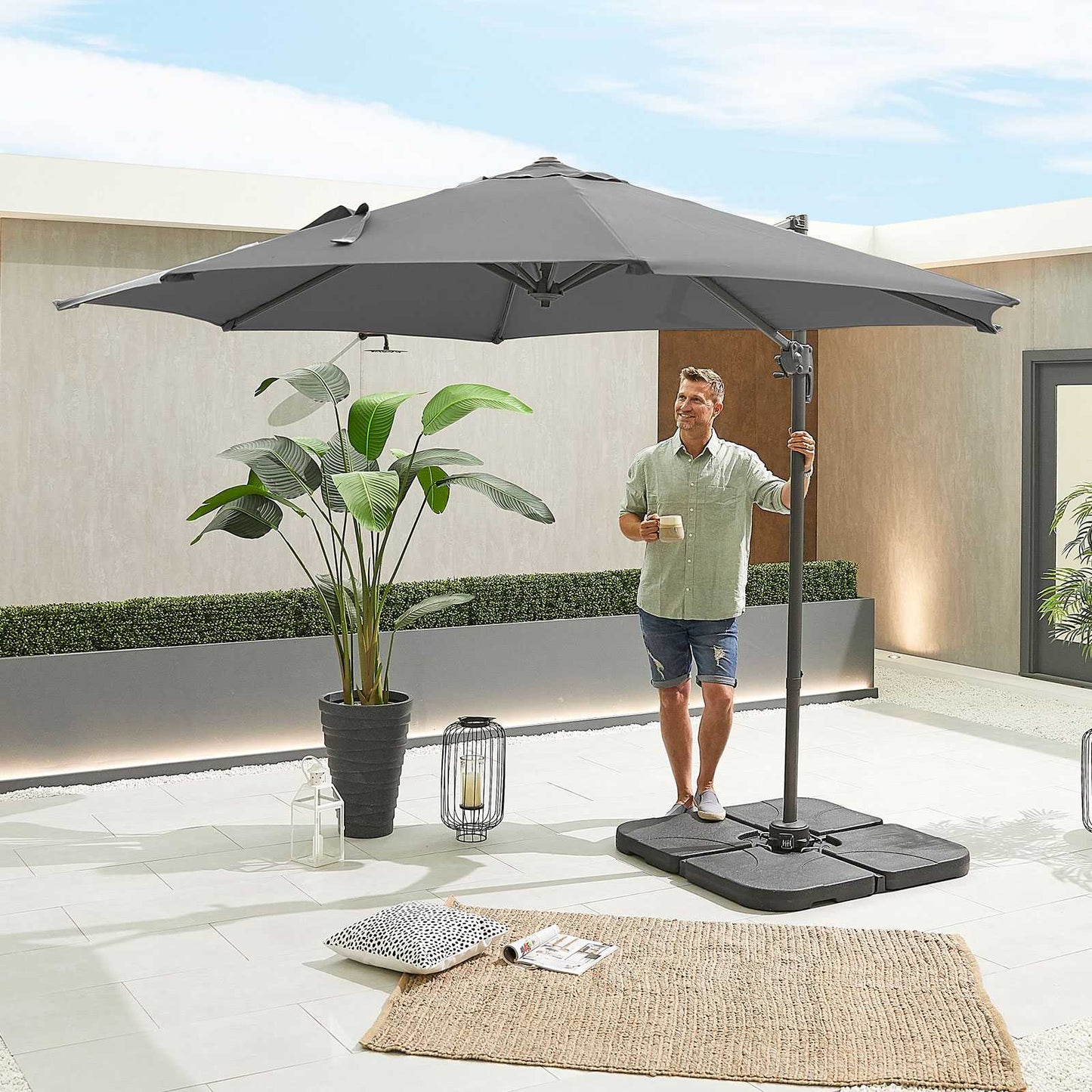 Nova - Apollo Cantilever Parasol, 3m Round, Grey
