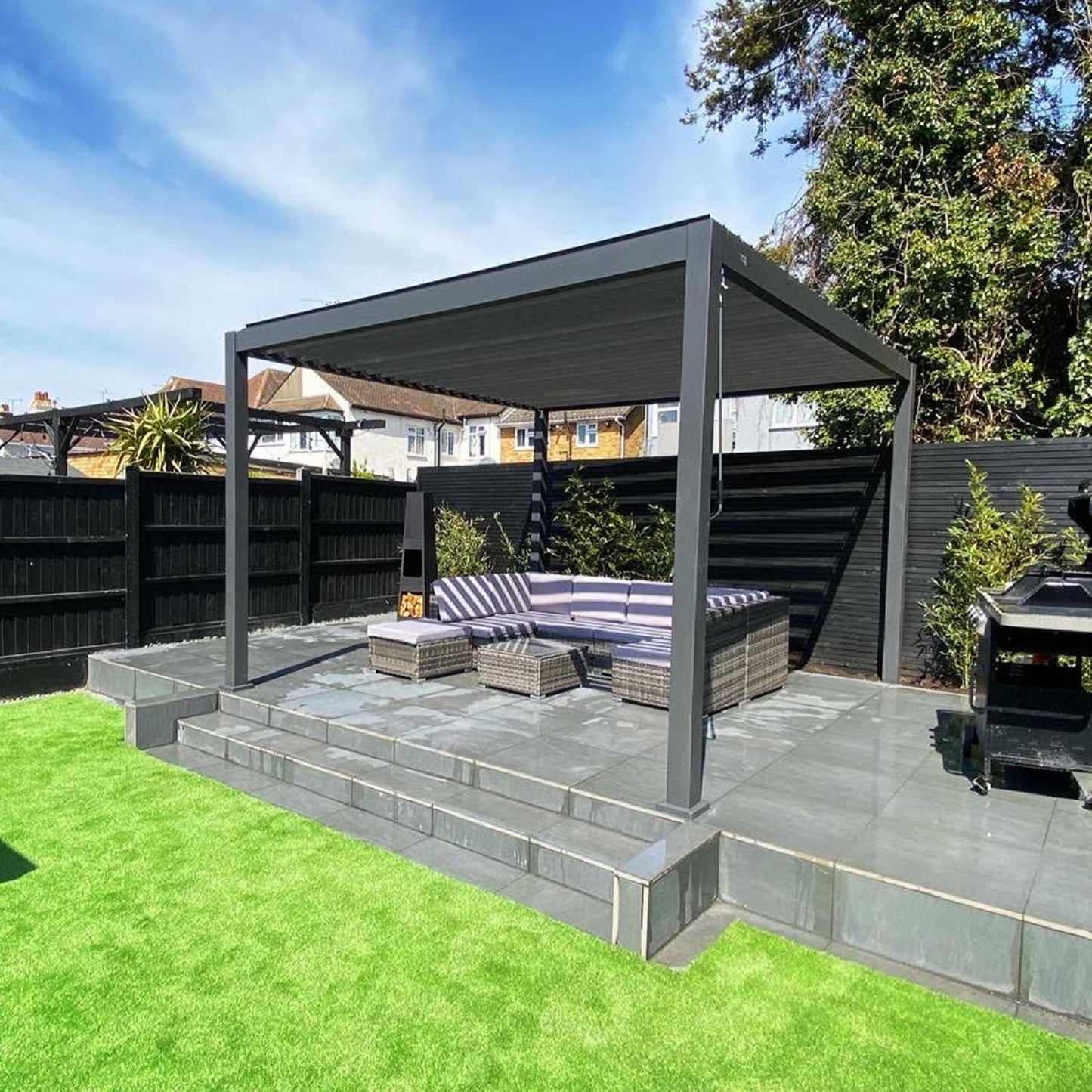 Nova - Titan Aluminium Pergola 3.6m Square, Grey