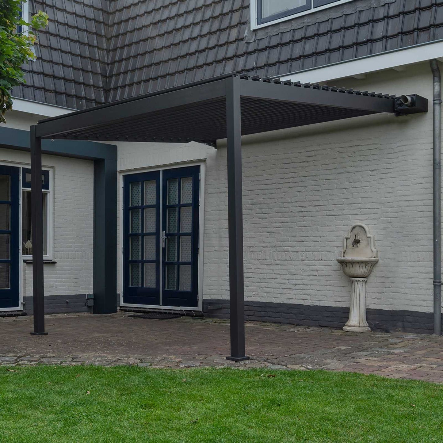 Nova - Titan Aluminium Wall Mounted Pergola 3.6m x 3m, Grey