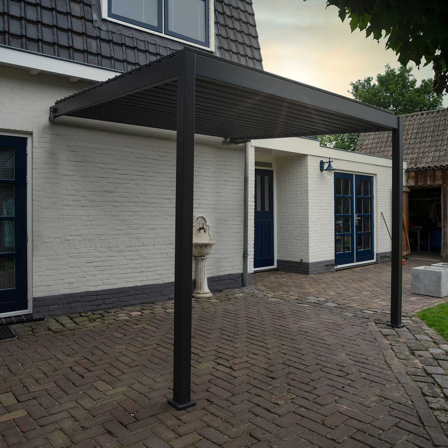 Nova - Titan Aluminium Wall Mounted Pergola 3.6m x 3m, Grey