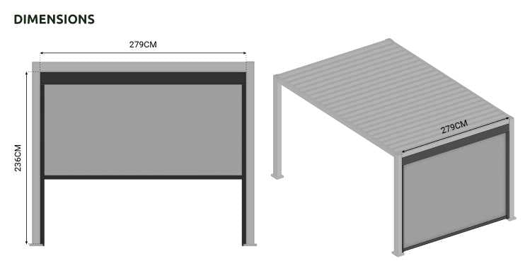 Nova - Titan 3m Pergola Pull Down Screen, Grey