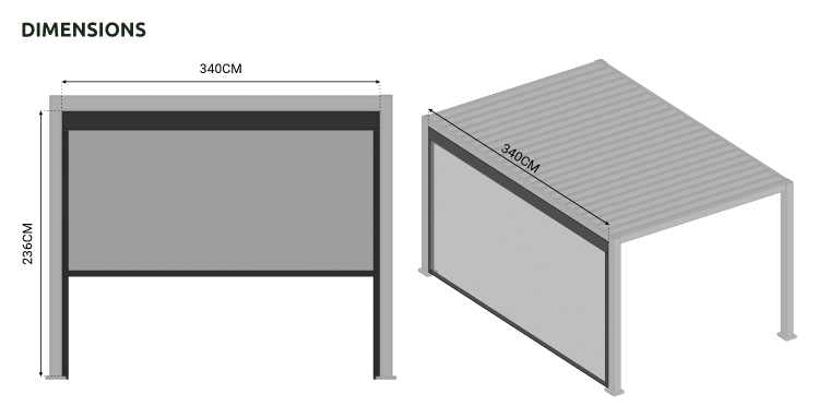 Nova - Titan 3.6m Pergola Pull Down Screen, Grey