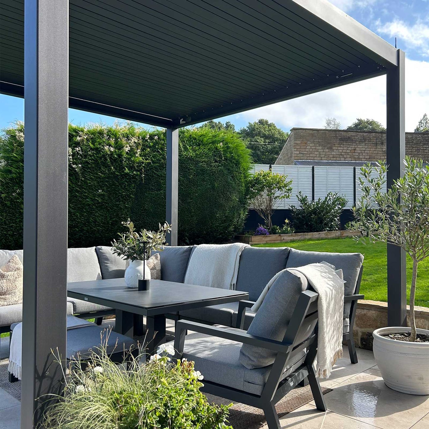 Nova - Titan LED Pergola 3m Square, Grey