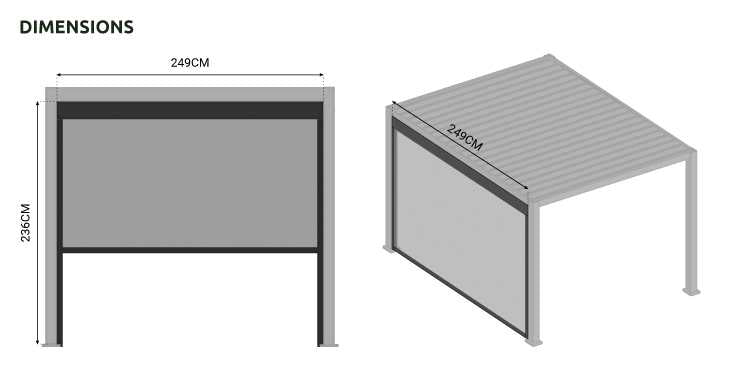 Nova - Titan 2.6m Pergola Pull Down Screen, Grey