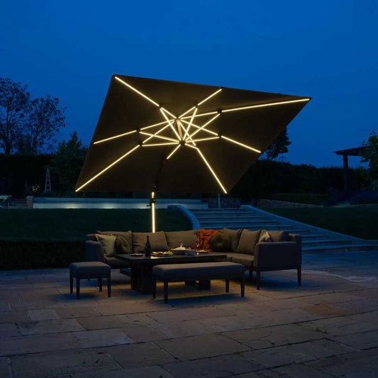 Nova - Astra LED Cantilever Parasol, 3m Square, Grey