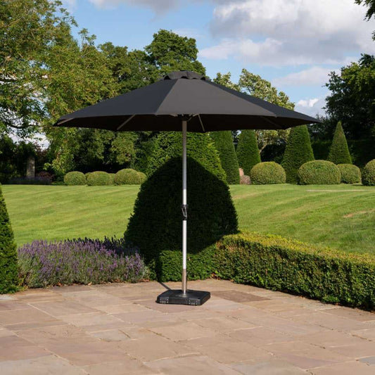 Nova - Enzo 3.5m Round Crank Operated Deluxe Parasol - Dark Grey Canopy