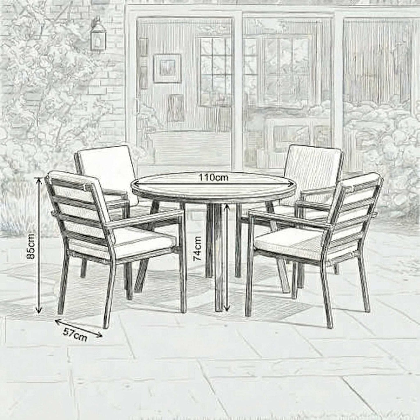 Nova - Heidi 4 Seat Dining Set, 1.1m Round Table