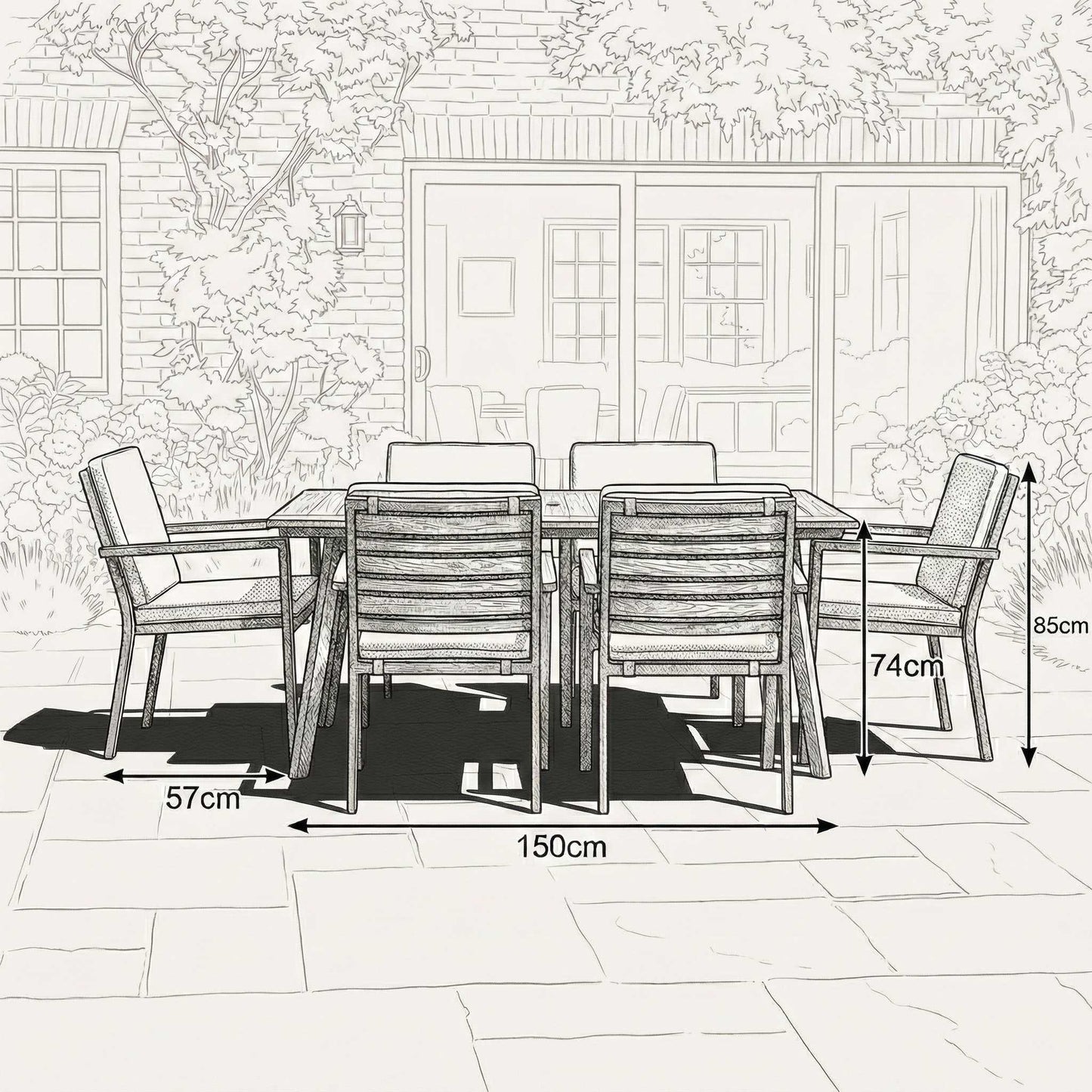 Nova - Heidi 6 Seat Dining Set, 1.5 x 1m Rectangular Table