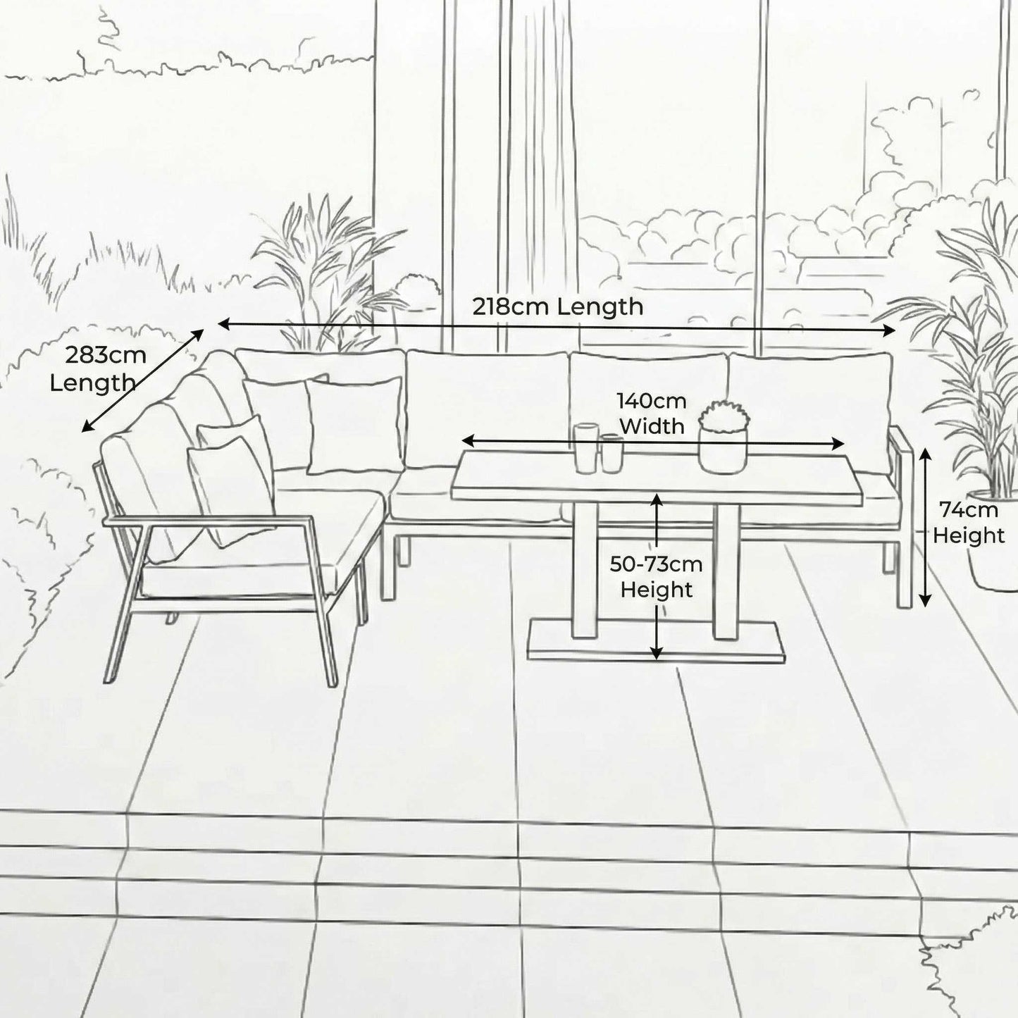 Nova - Phoenix L-Shaped Corner Sofa Lounge Dining Set with Rectangular Rising Table, Grey