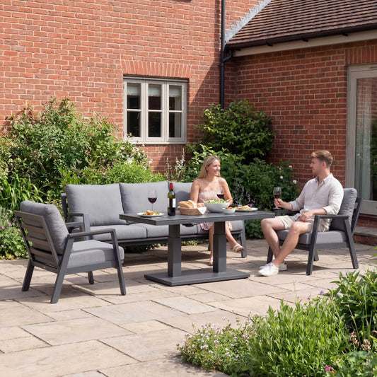 Nova - Phoenix 3 Seater Sofa Lounge Dining Set with Rectangular Rising Table, Grey