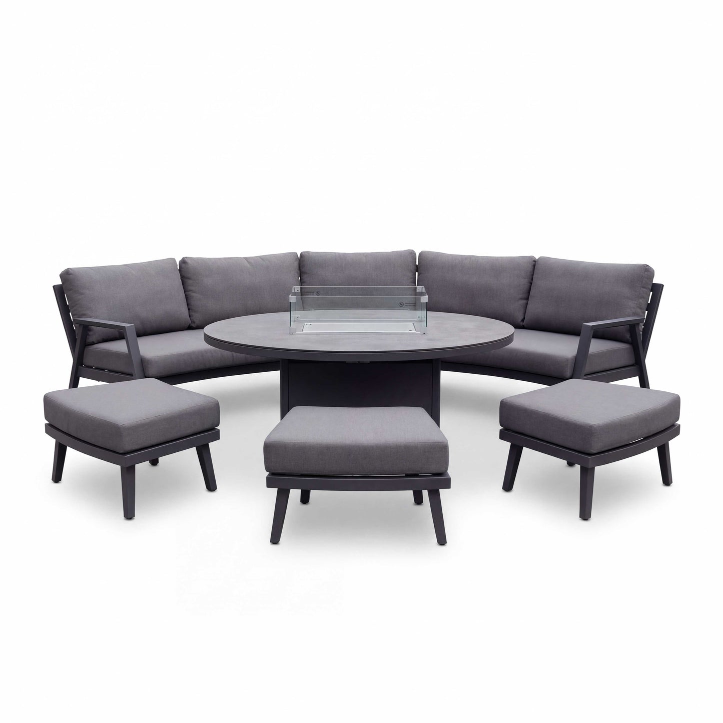 Nova - Phoenix Large Curved Sofa Dining Set with Oval Fire Pit