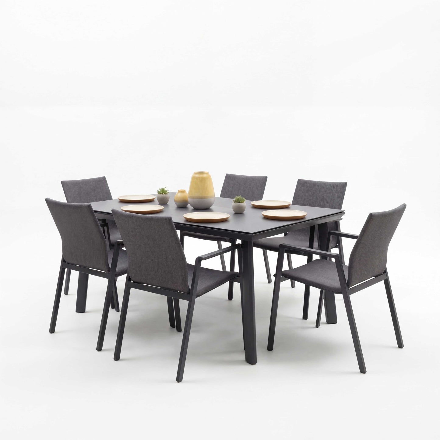 Nova - Phoenix 6 Seat Dining Set 1.5 x 1m Rectangular Table, Grey