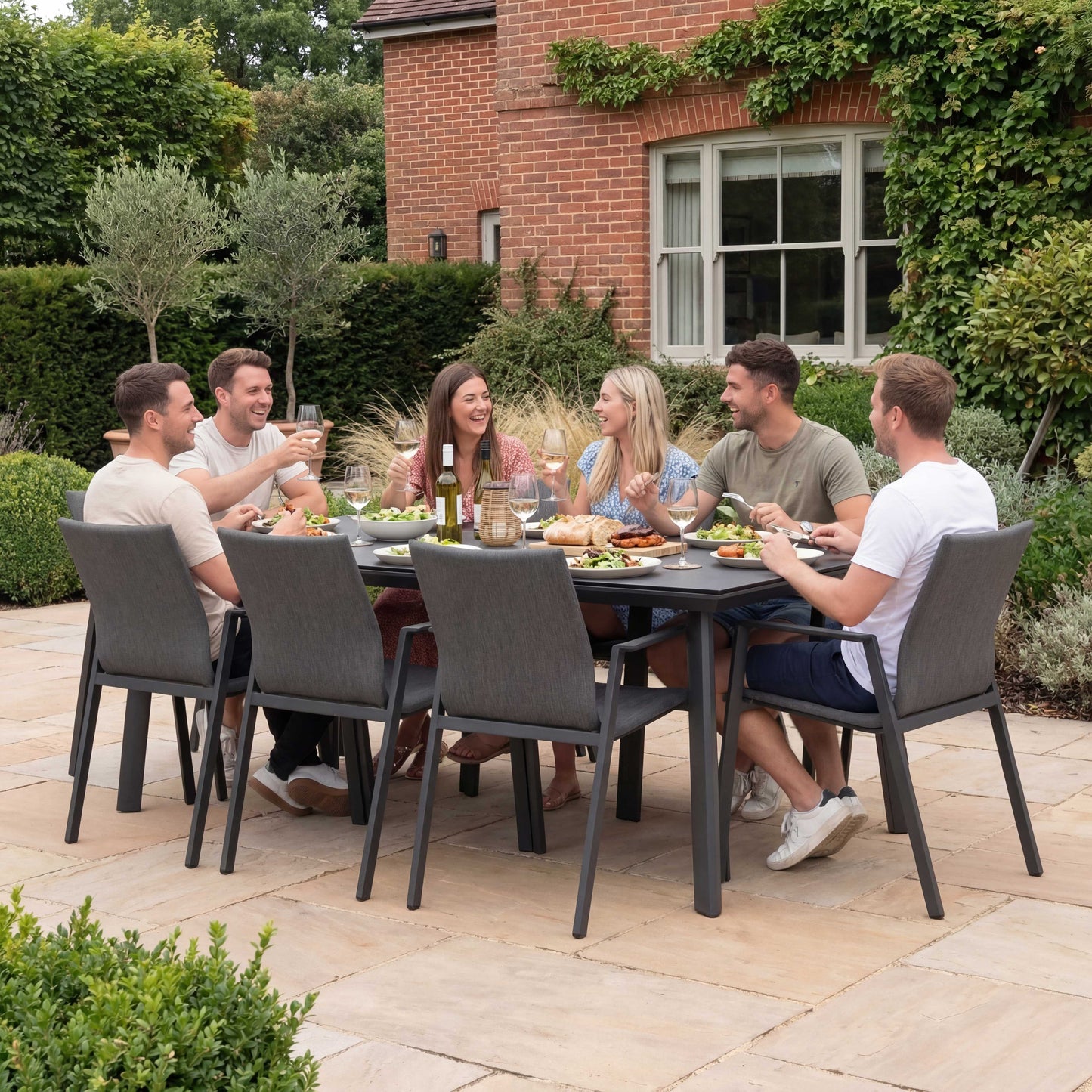 Nova - Phoenix 8 Seat Dining Set 2 x 1m Rectangular Table, Grey