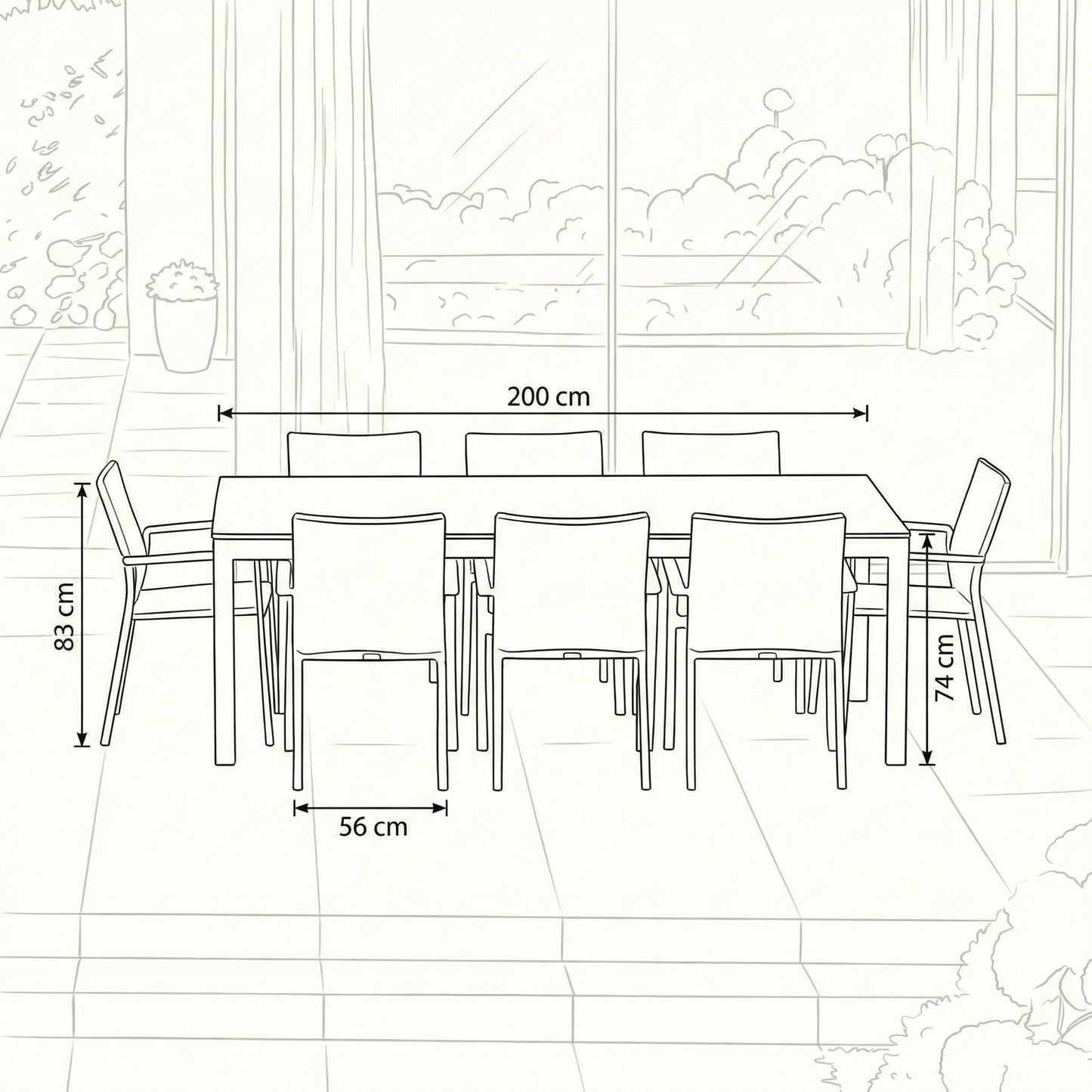 Nova - Phoenix 8 Seat Dining Set 2 x 1m Rectangular Table, Grey