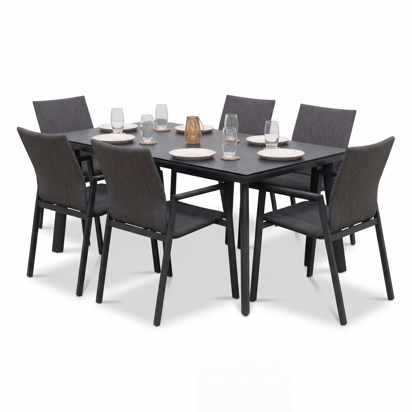 Nova - Phoenix 8 Seat Dining Set 2 x 1m Rectangular Table, Grey