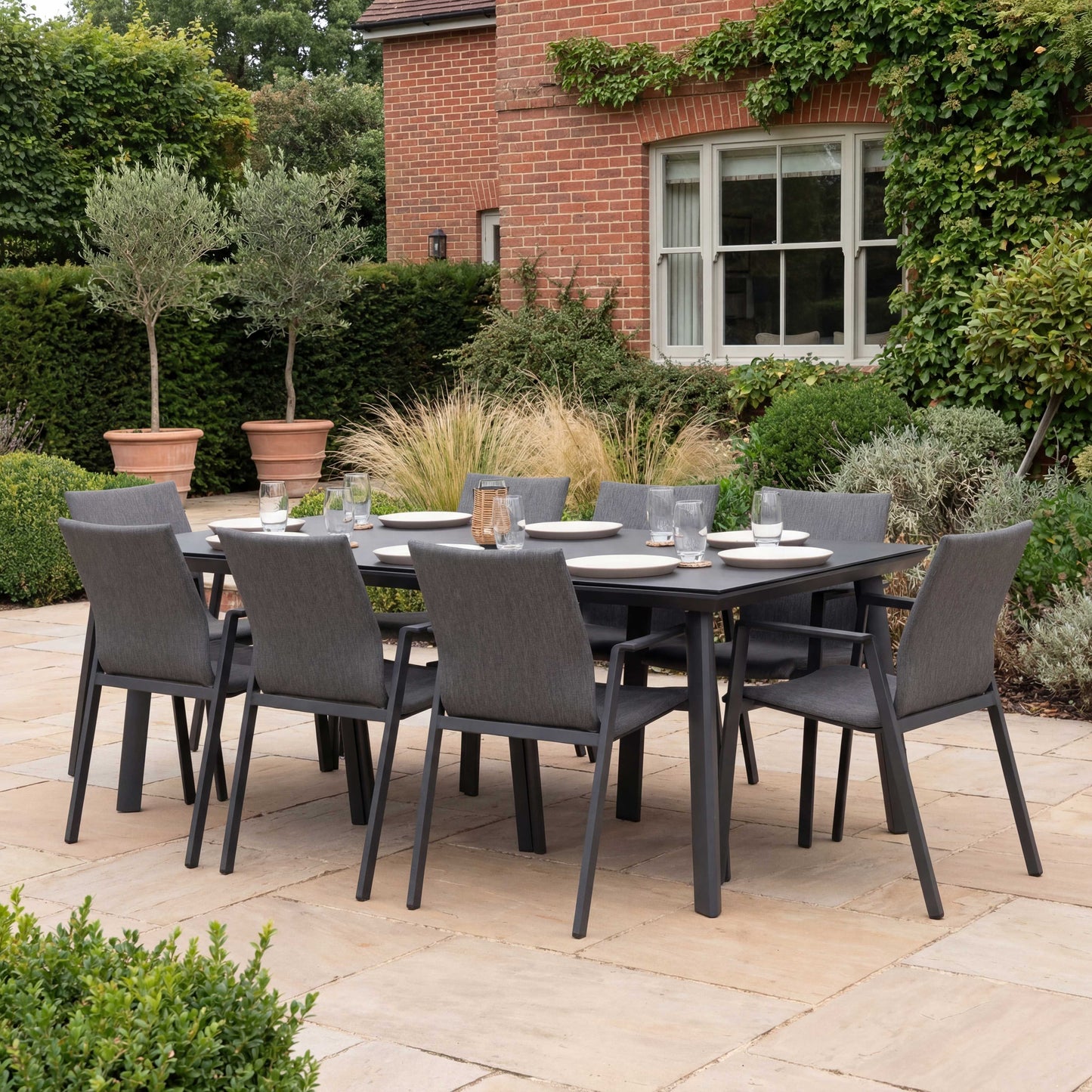 Nova - Phoenix 8 Seat Dining Set 2 x 1m Rectangular Table, Grey