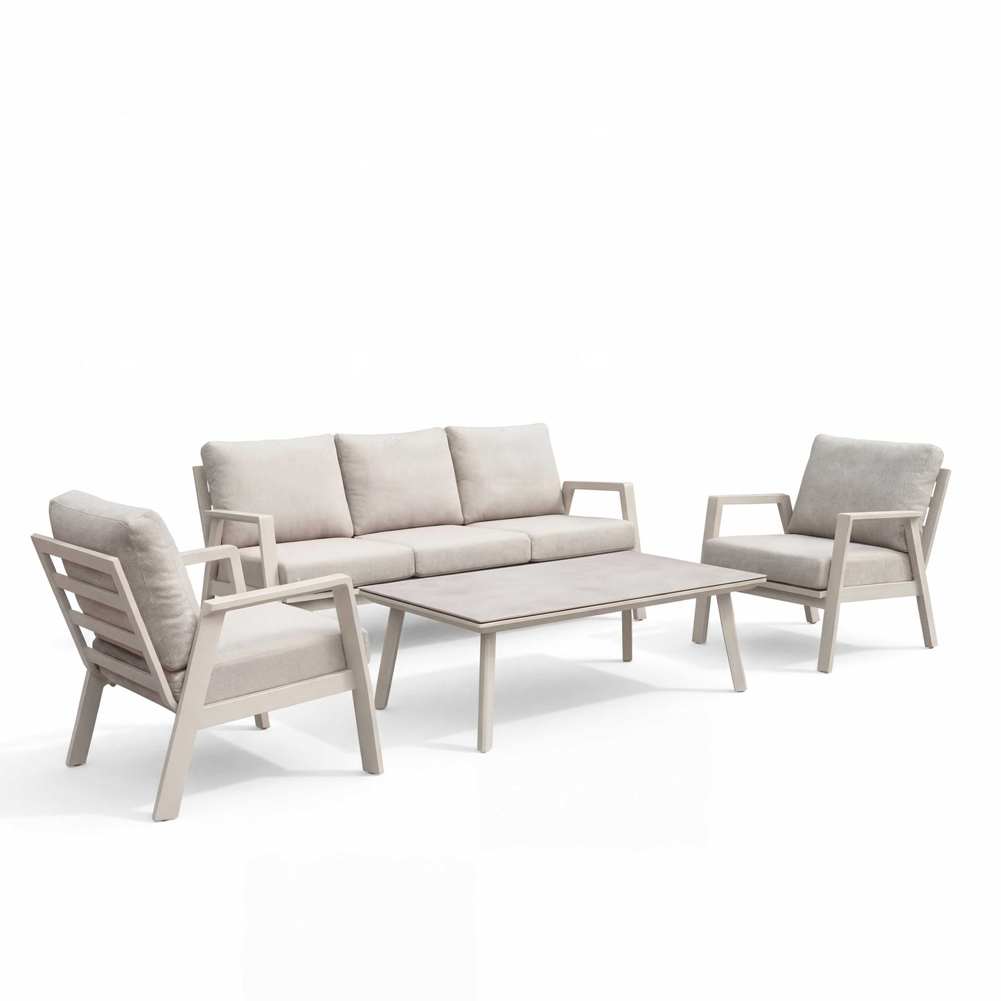 Nova - Phoenix 3 Seater Sofa Lounging Set with Rectangular Coffee Table, Pebble Grey
