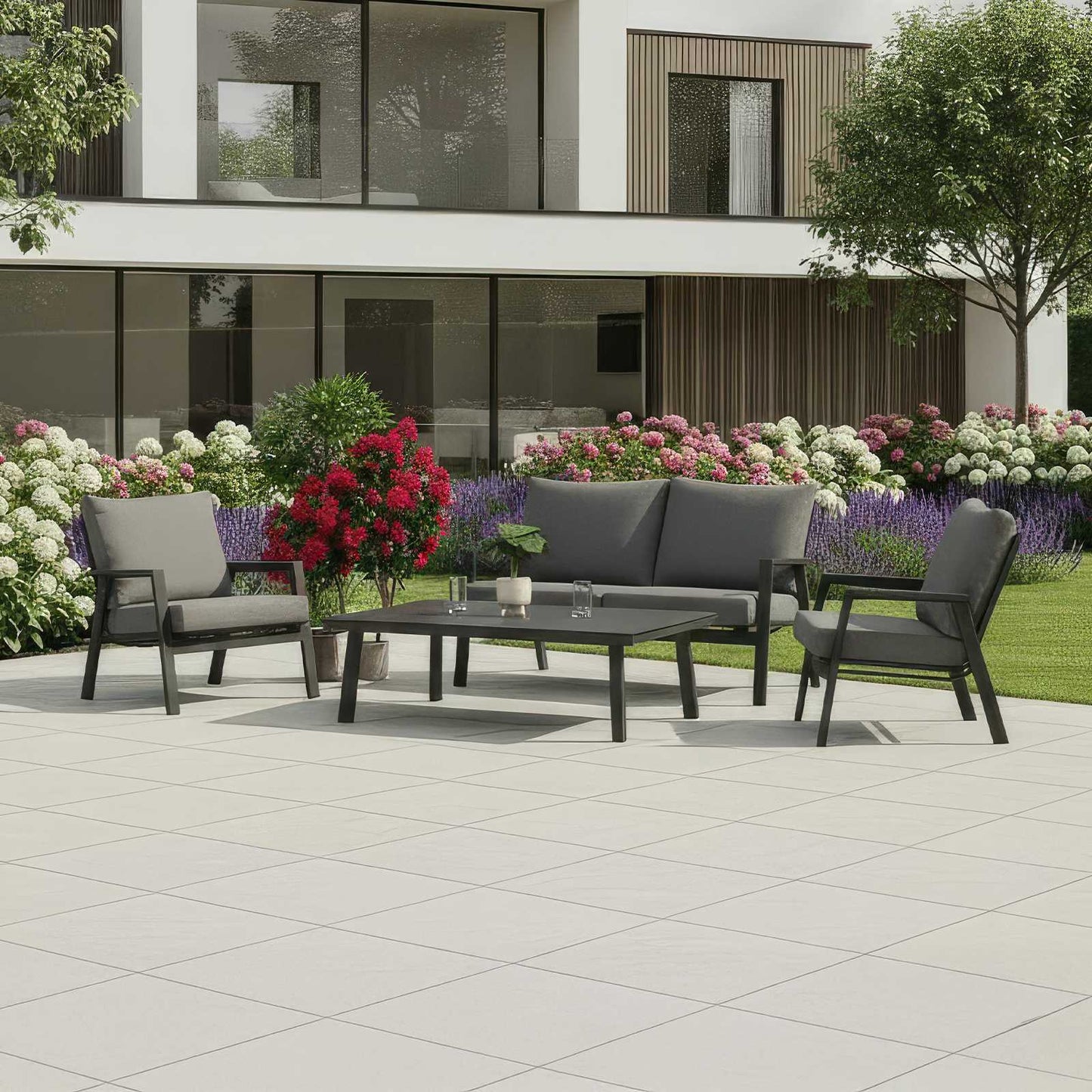 Nova - Zara 2 Seater Sofa Lounging Set with Rectangular Coffee Table, Grey