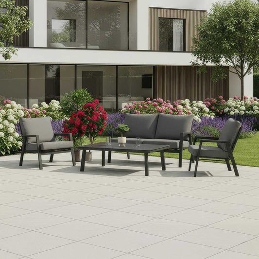 Nova - Zara 2 Seater Sofa Lounging Set with Rectangular Coffee Table, Grey