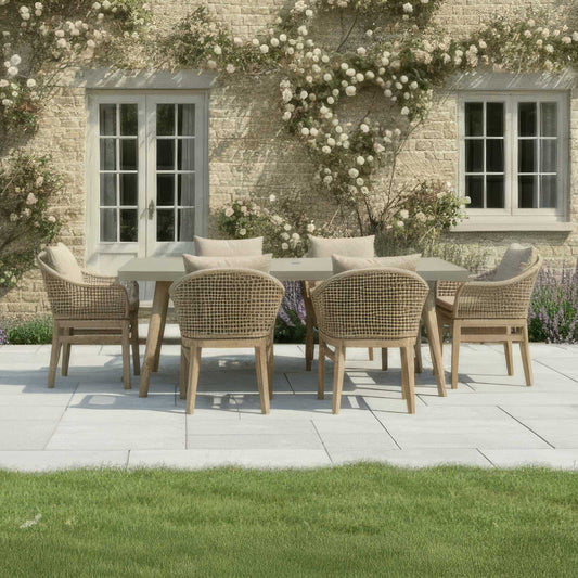 Nova - Summer 6 Seat Dining Set, 2 x 0.9m Rectangular Table, Beige