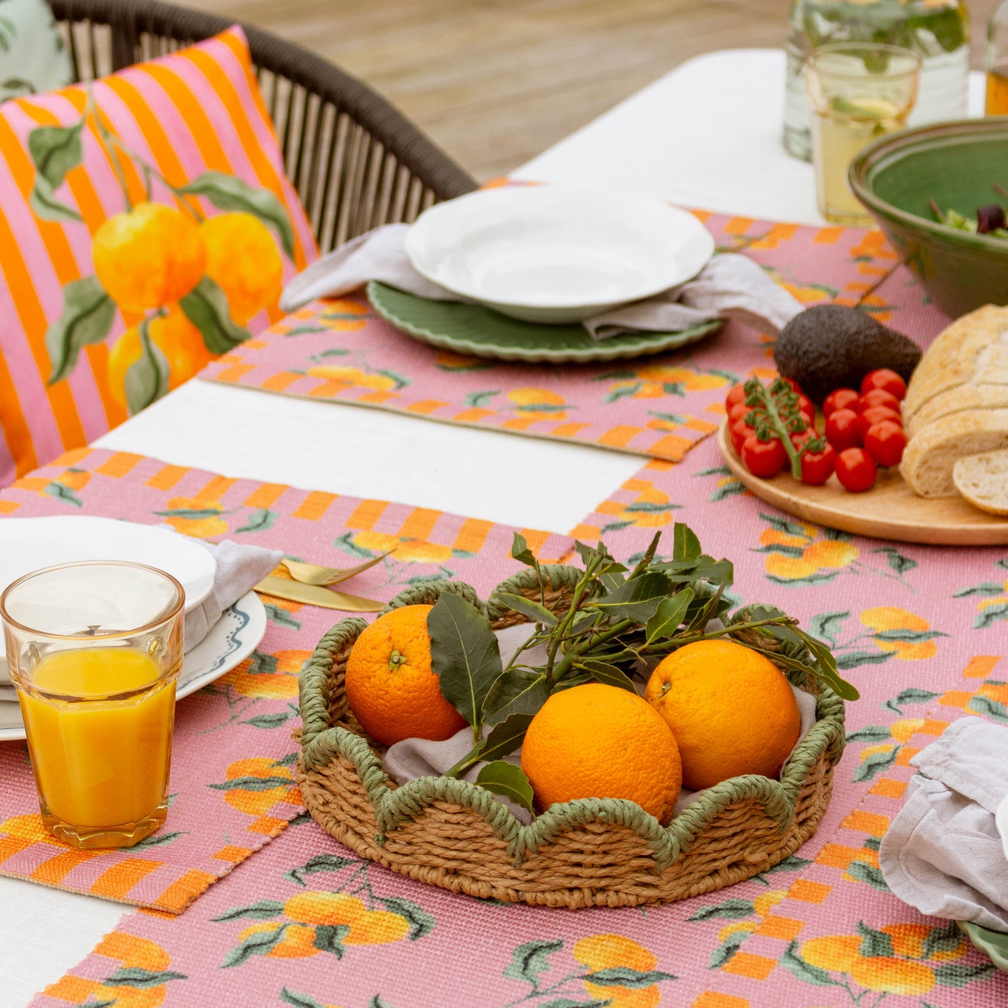 Oranges with Pink Indoor/Outdoor Placemats Set of 4
