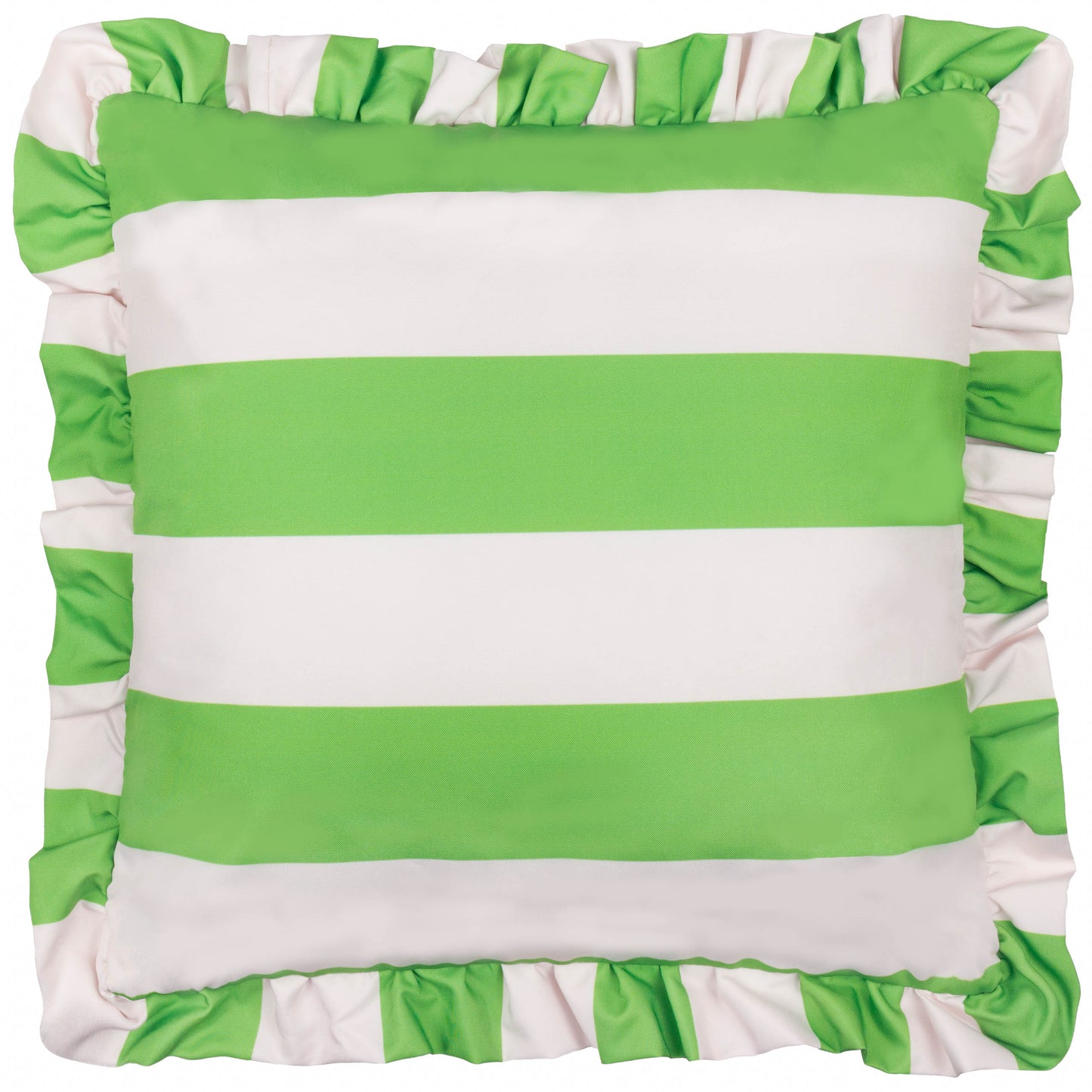 Palm Royale Green Stripe Ruffle Printed Outdoor Cushion & Cover