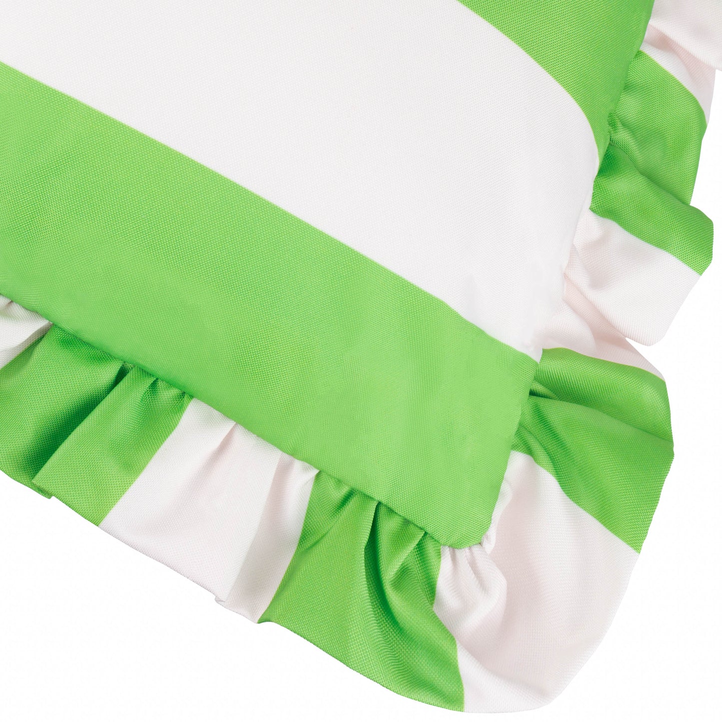 Palm Royale Green Stripe Ruffle Printed Outdoor Cushion & Cover