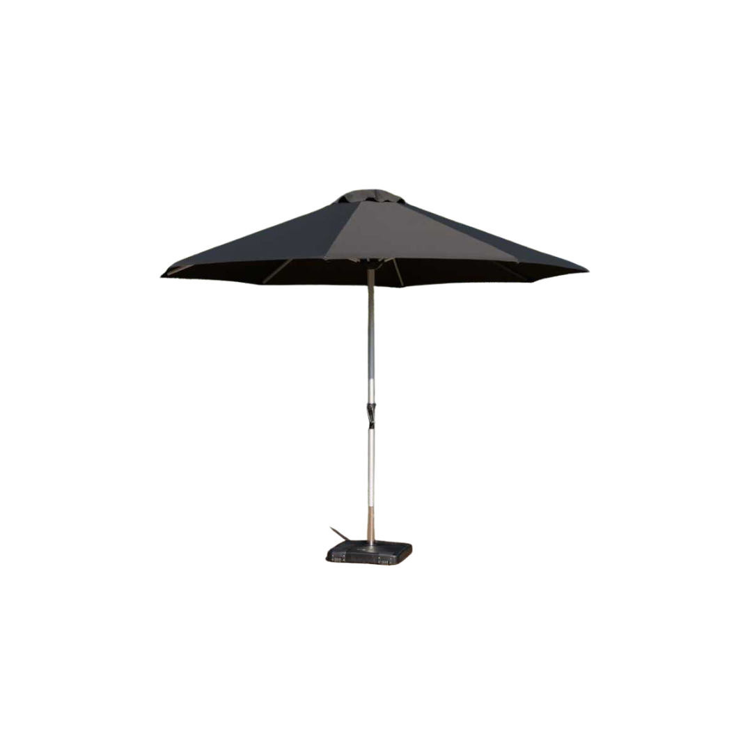 Nova - Enzo 3m Round Crank Operated Deluxe Parasol - Dark Grey Canopy
