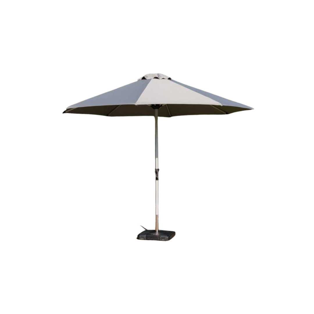 Nova - Enzo 3.5m Round Crank Operated Deluxe Parasol - Light Grey Canopy