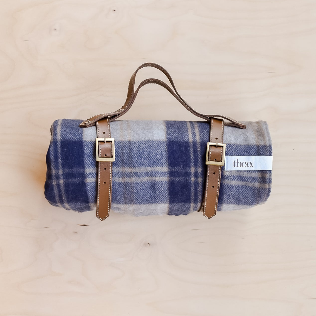 Recycled Wool Picnic Blanket, Bannockbane Silver Tartan