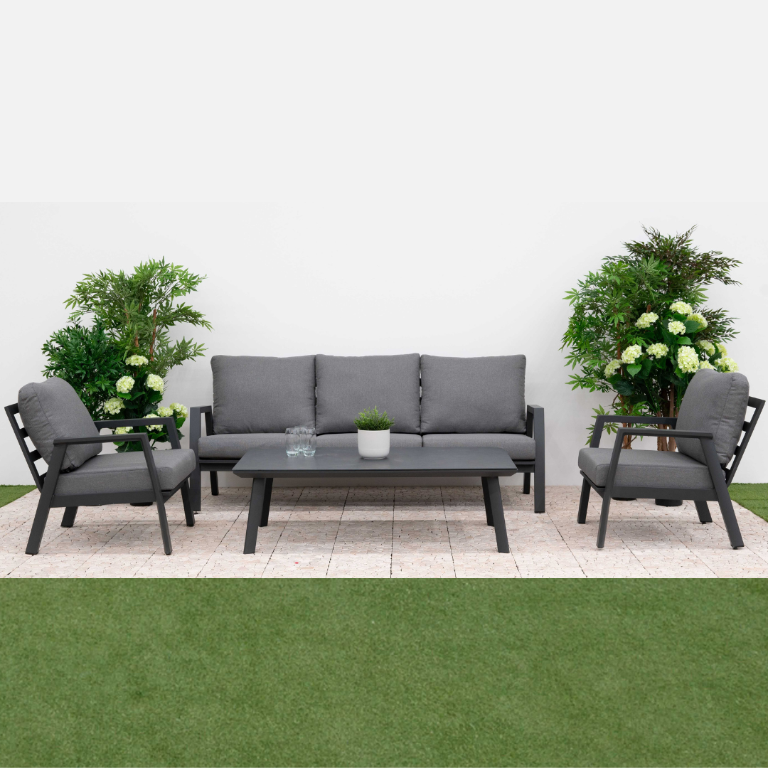 Nova - Phoenix 3 Seater Sofa Lounging Set with Rectangular Coffee Table, Grey
