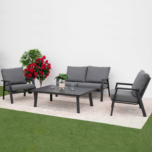 Nova - Zara 2 Seater Sofa Lounging Set with Rectangular Coffee Table, Grey