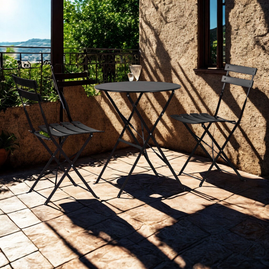 Two-Seater Round Bistro Set, Black