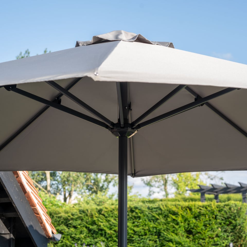 Nova - Max 3.5m Round Crank Operated Deluxe Parasol, Light Grey