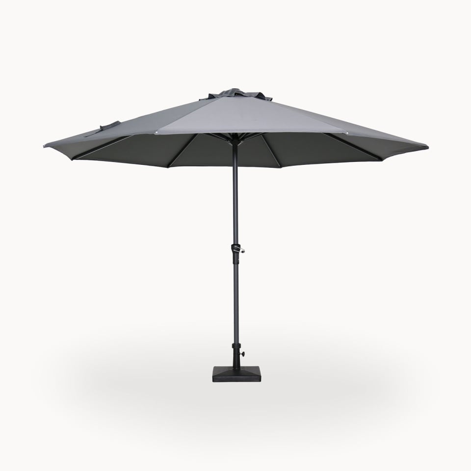 Nova - Max 3.5m Round Crank Operated Deluxe Parasol, Light Grey